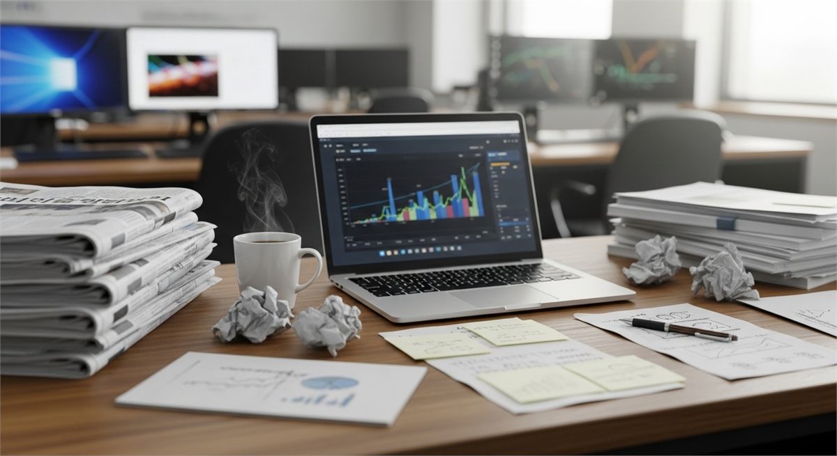 금융 이슈를 정리하는 책상 전경