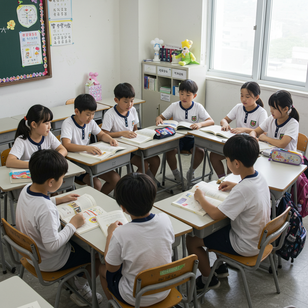 책을 읽고 토론하는 학생들