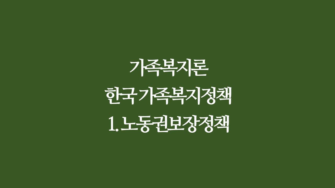 한국의 가족정책&#44; 노동권 보장정책