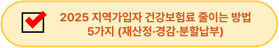 2025 지역가입자 건강보험료 줄이는 방법 5가지 (재산정&middot;경감&middot;분할납부) 이미지