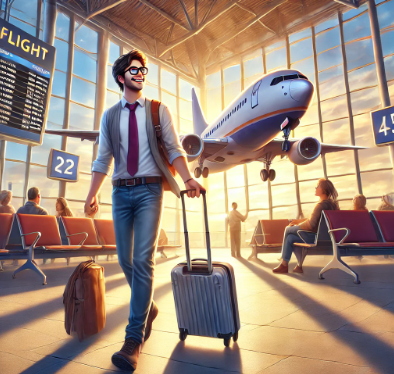 여행가는 근로자 모습 이미지