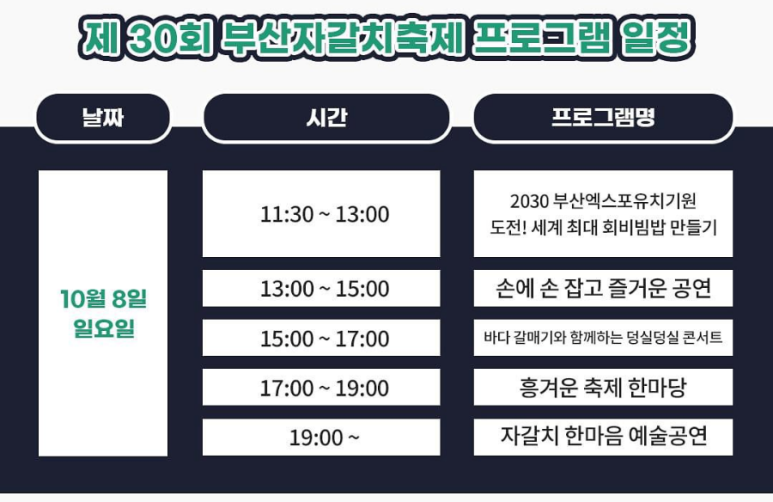  2023 자갈치시장 축제 일정