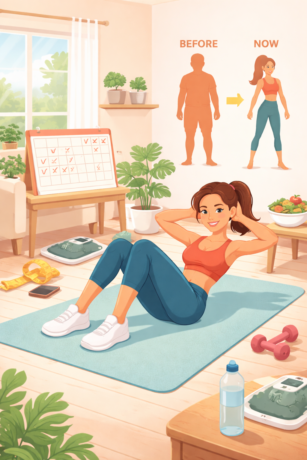 홈트레이닝 하는 여성의 모습