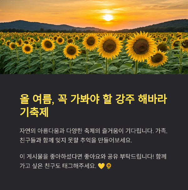 올 여름, 꼭 가봐야 할 강주 해바라기축제