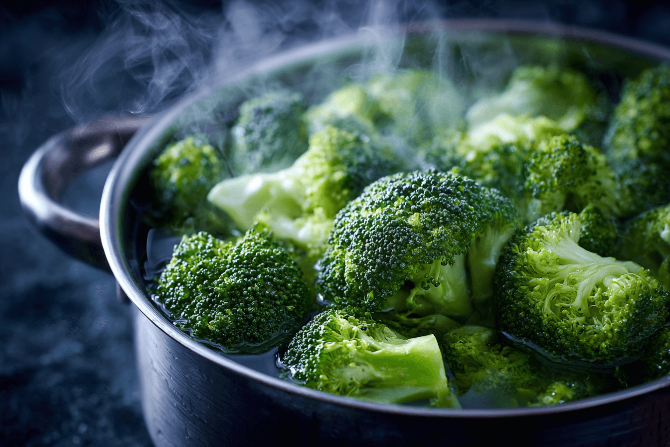 냄비에서-데치고-있는-브로콜리-사진
