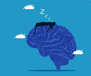 수면 부족과 뇌 피로를 상징하는 이미지