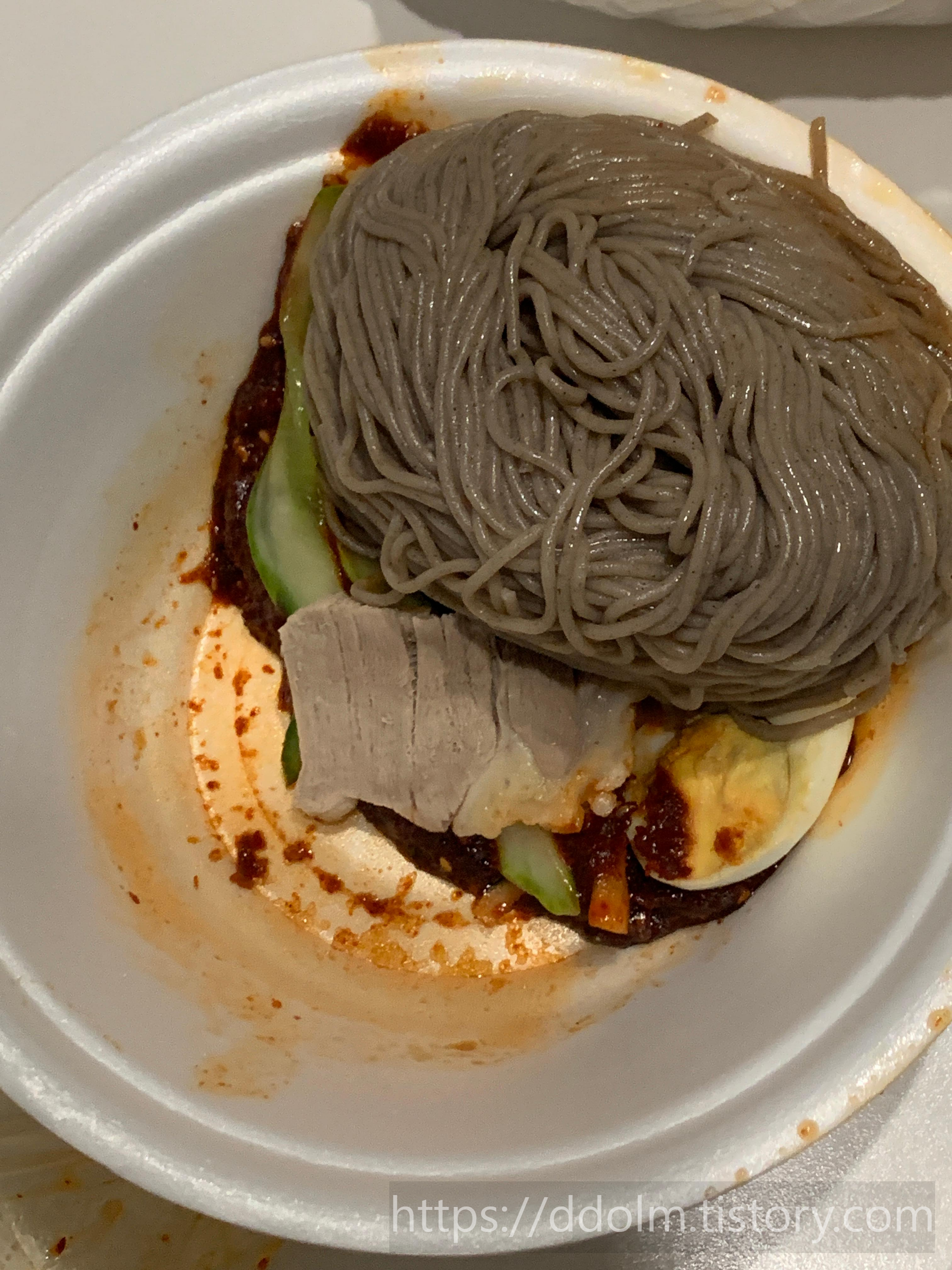 만포막국수 포장 후기 (비빔막국수, 접시만두)