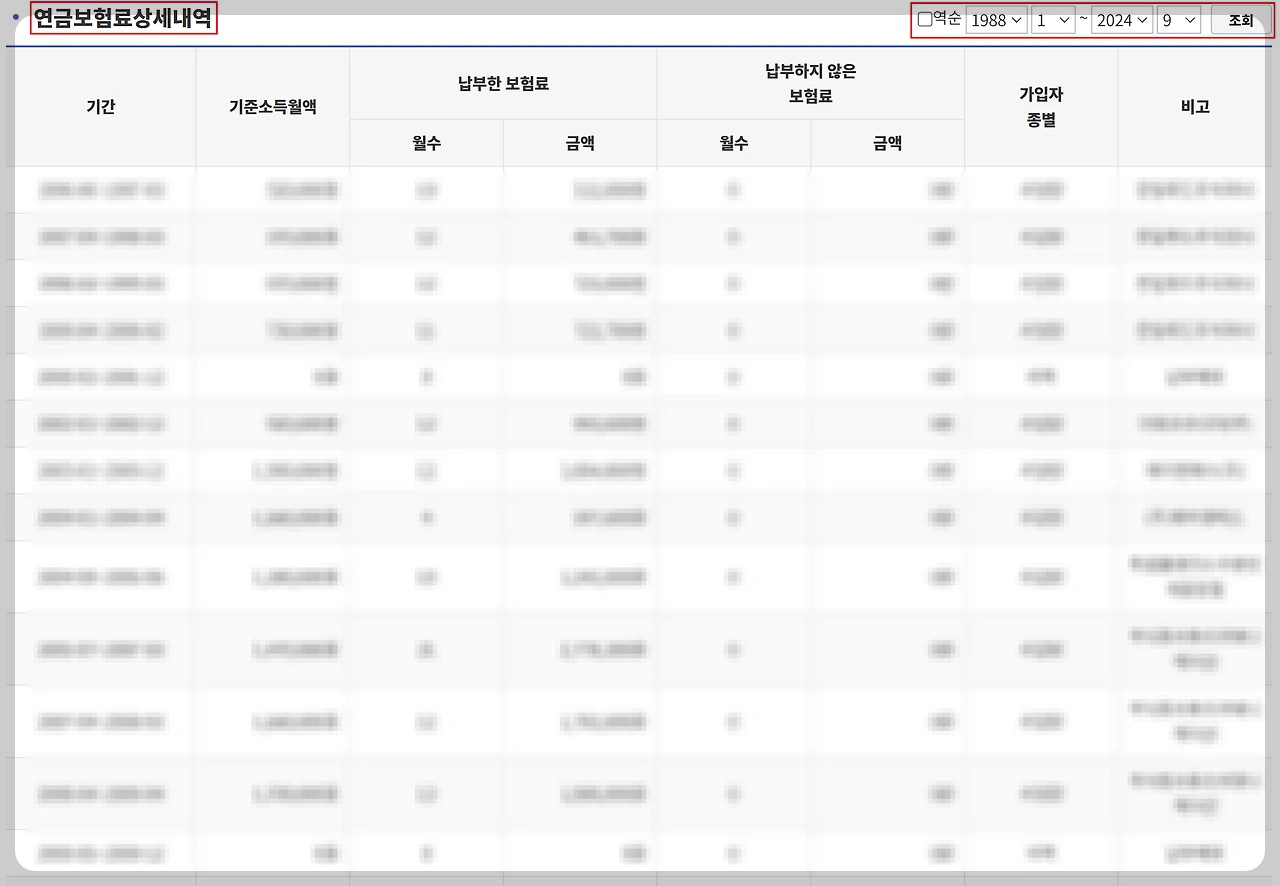국민연금 가입내역 조회 안내 이미지