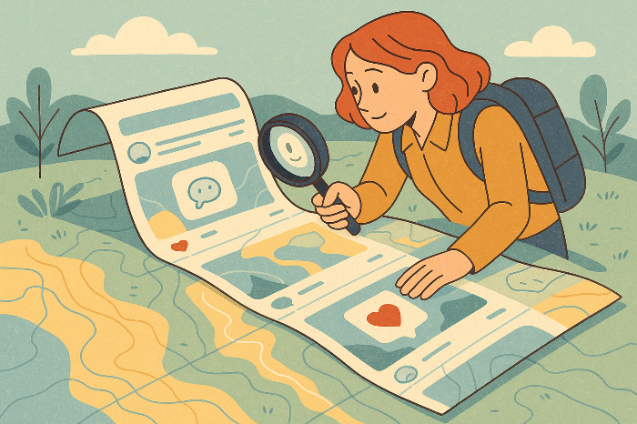 피드가 탐색 지도로 기능하는 이미지