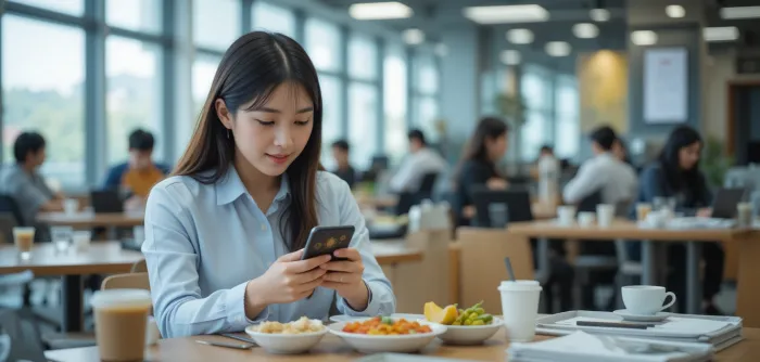 카페에서 운세책을 읽으며 자신의 운을 기록하는 모습