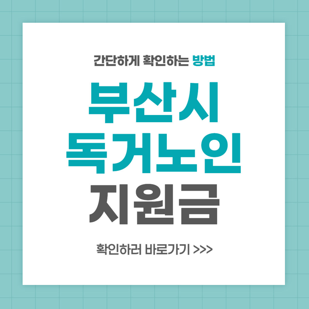 부산 독거노인 지원금