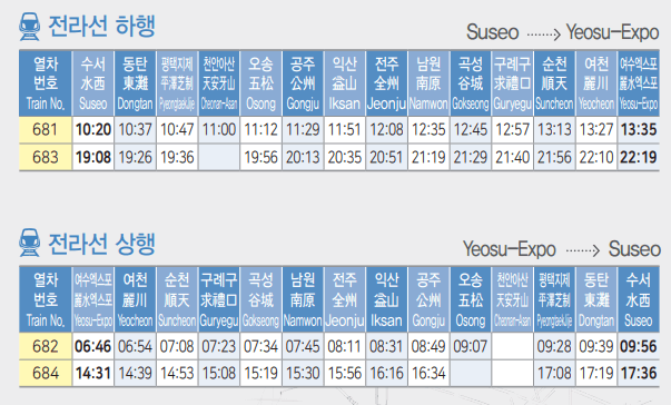 SRT 시간표