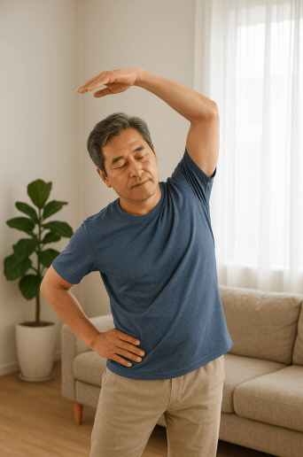 허리 스트레칭하는 남성의 모습