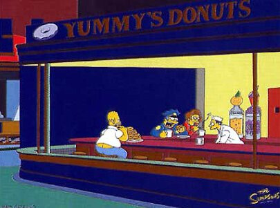 호머 심슨의 고독을 표현한 패러디 나이트호크스