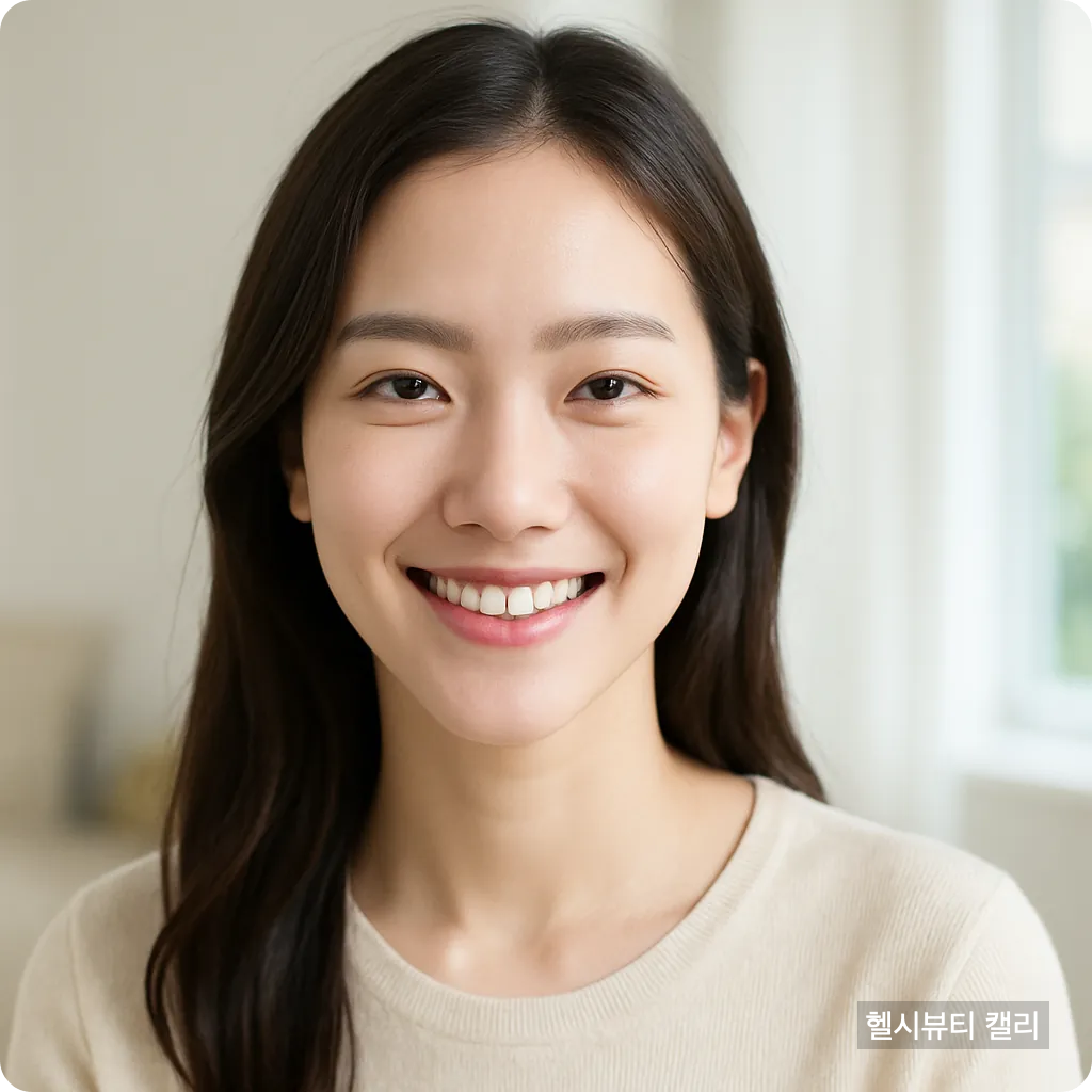 밝게 웃는 여성 모델의 건강한 이미지 썸네일