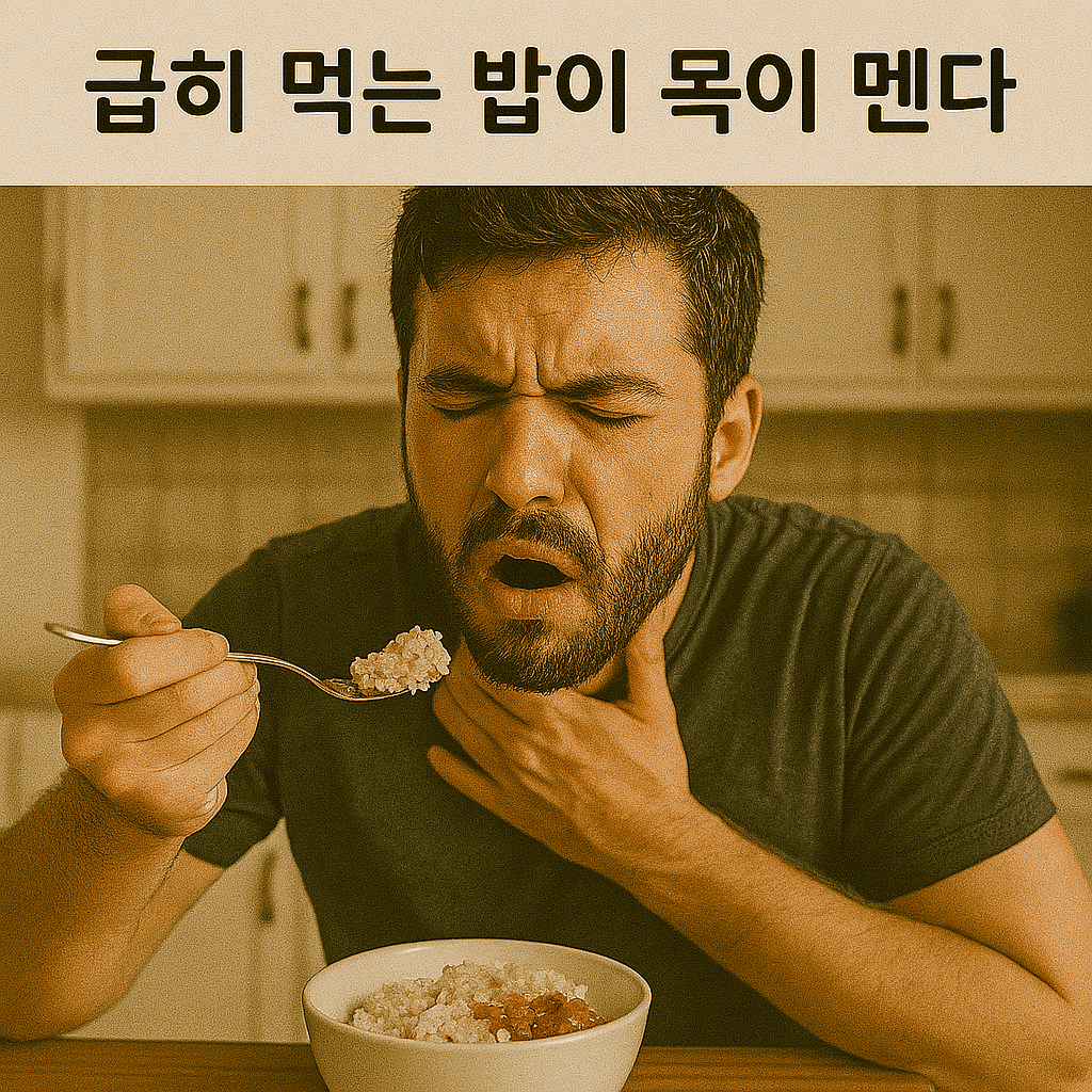 급히 먹는 밥이 목이 멘다