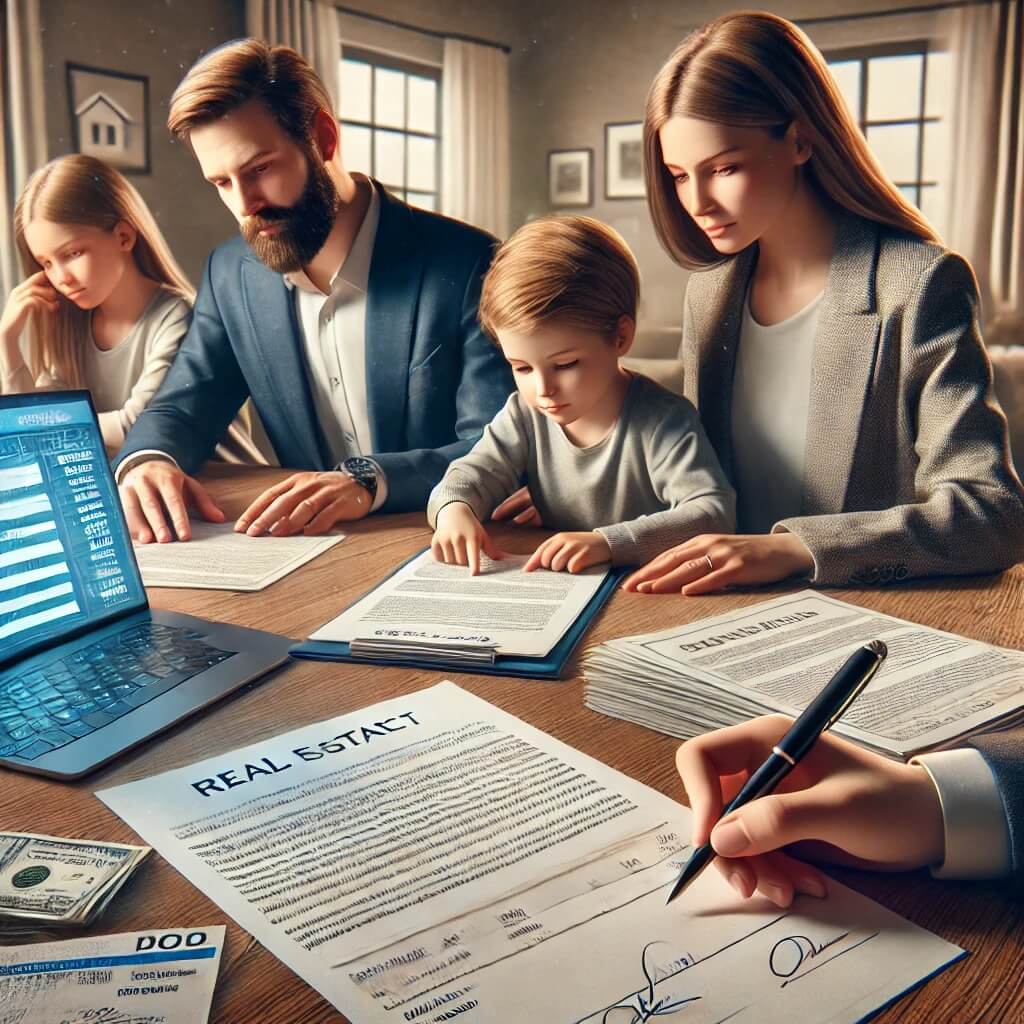 가족-부동산-계약하는-모습