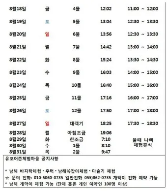 물때표 물때 시간표 낚시터 낚시 서해 남해 인천 통영 물때_10