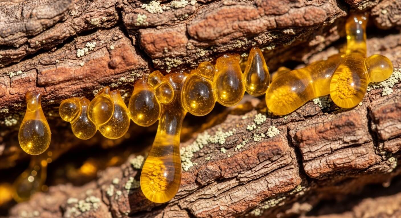 유향나무에서 흘러나오는 보스웰리아 수지 모습 frankincense resin