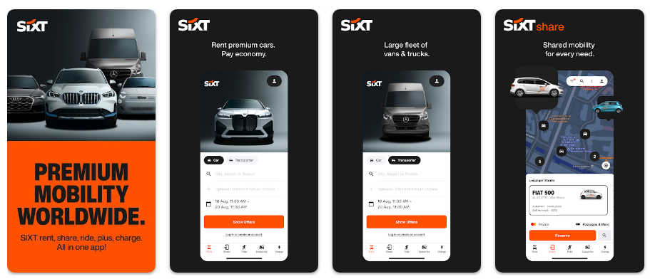 SIXT: 렌터카, 카셰어링, 차량 호출 기능