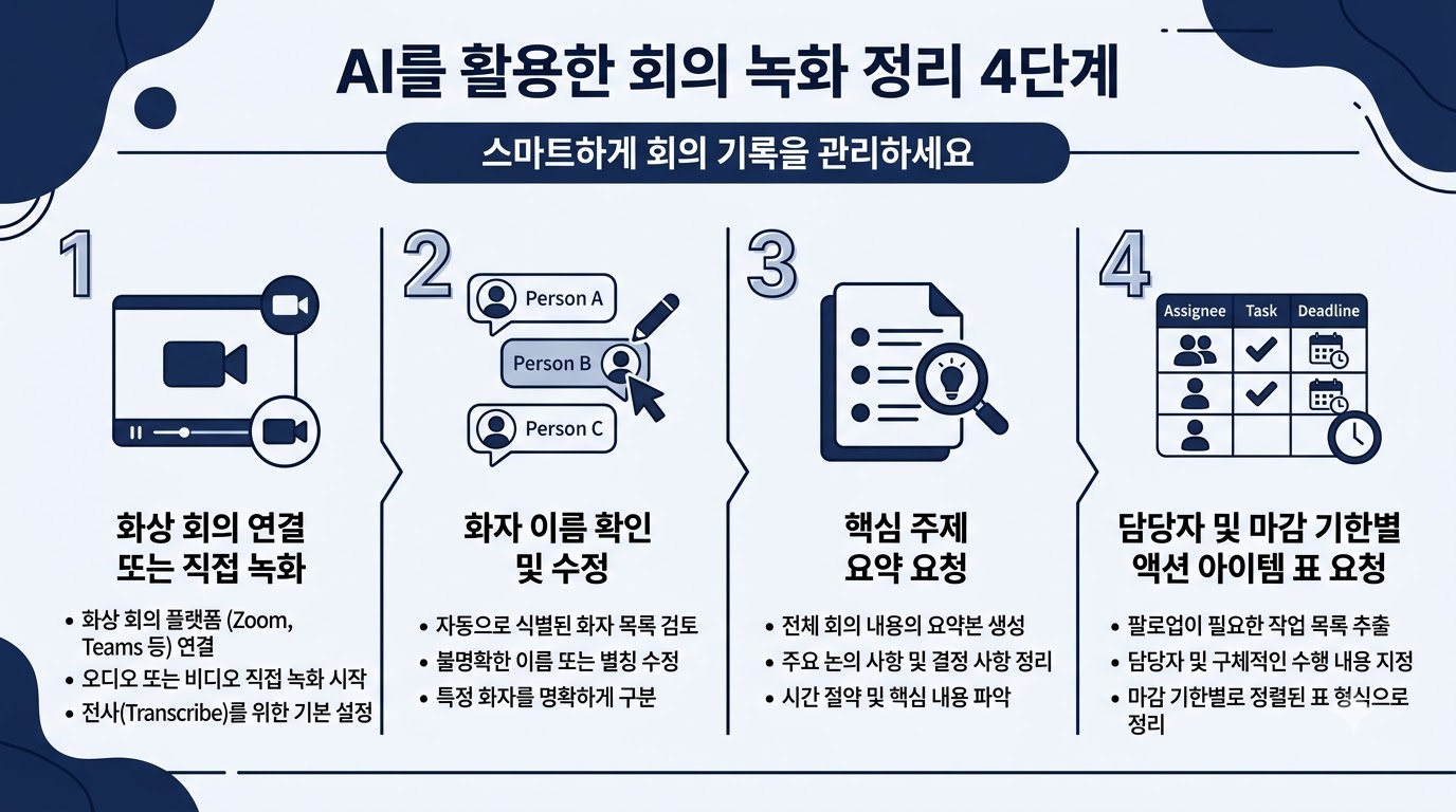 AI를 활용한 회의 녹화 정리 4단계