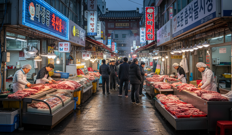 마장동 축산물 시장의 활기