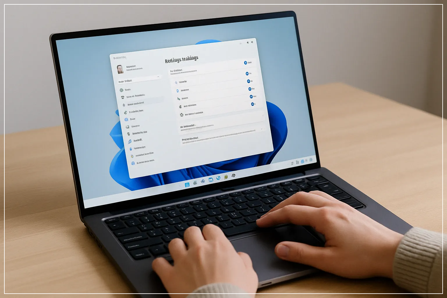 윈도우 11 작업표시줄 설정 중인 노트북 화면