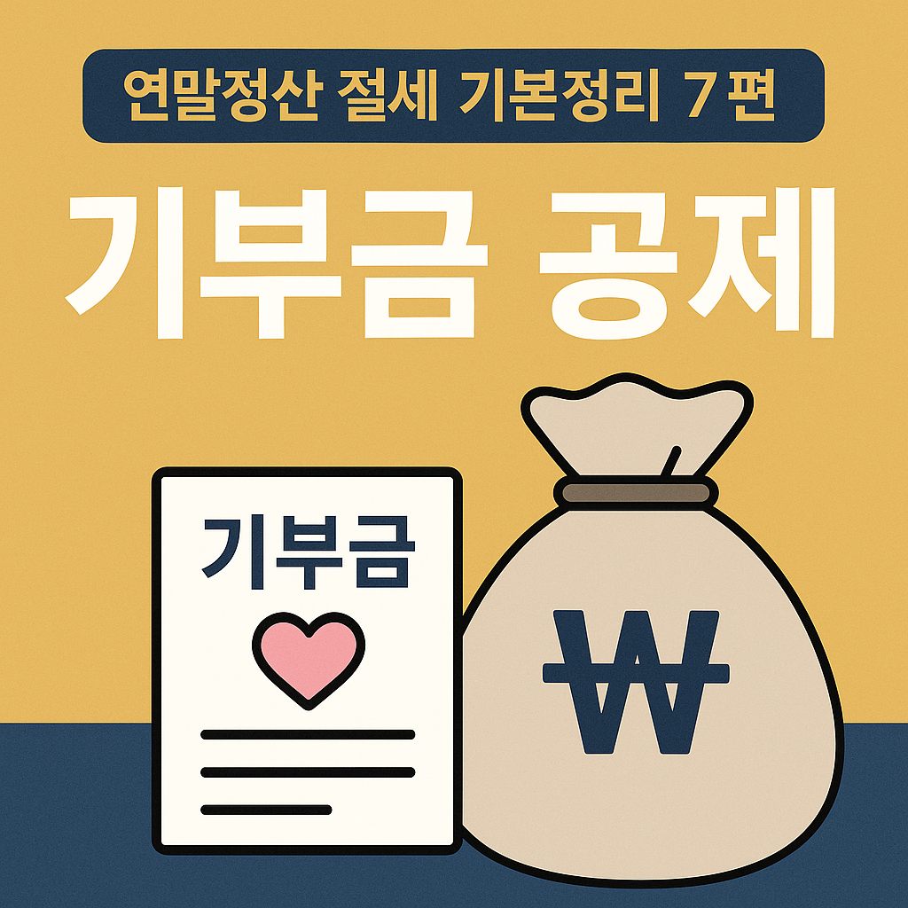 연말정산 기부금 공제를 설명하는 간단한 인포그래픽 썸네일 이미지