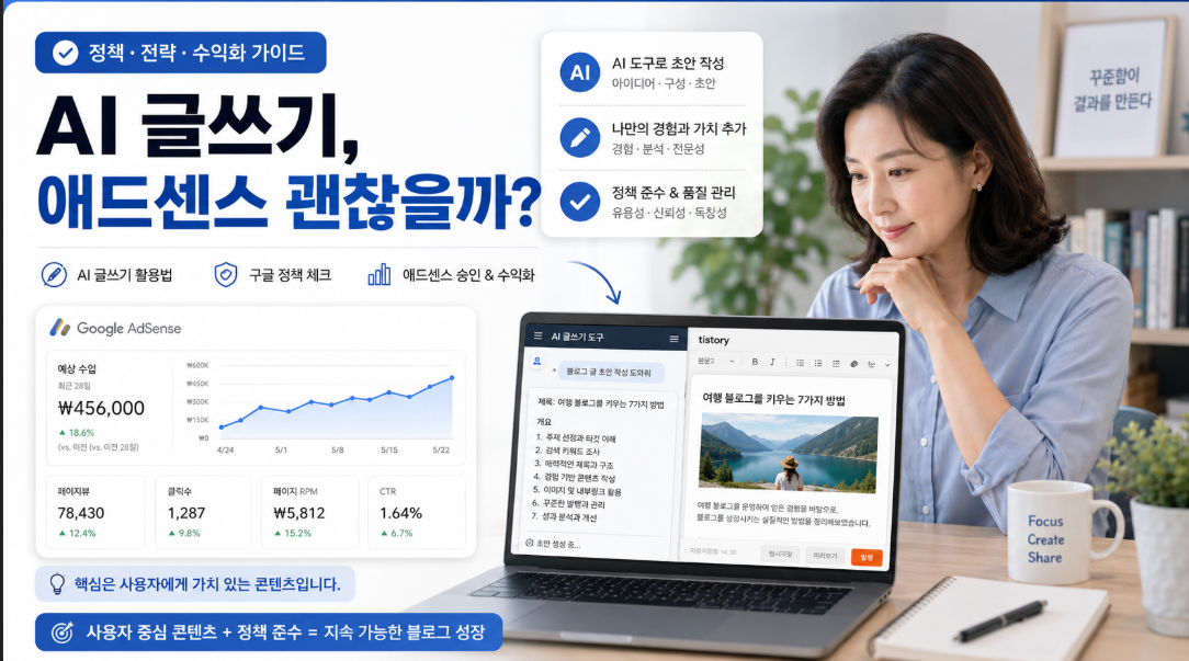 블로그 글을 써도 애드센스에 문제가 없는지 설명하는 티스토리 블로그 썸네일 이미지