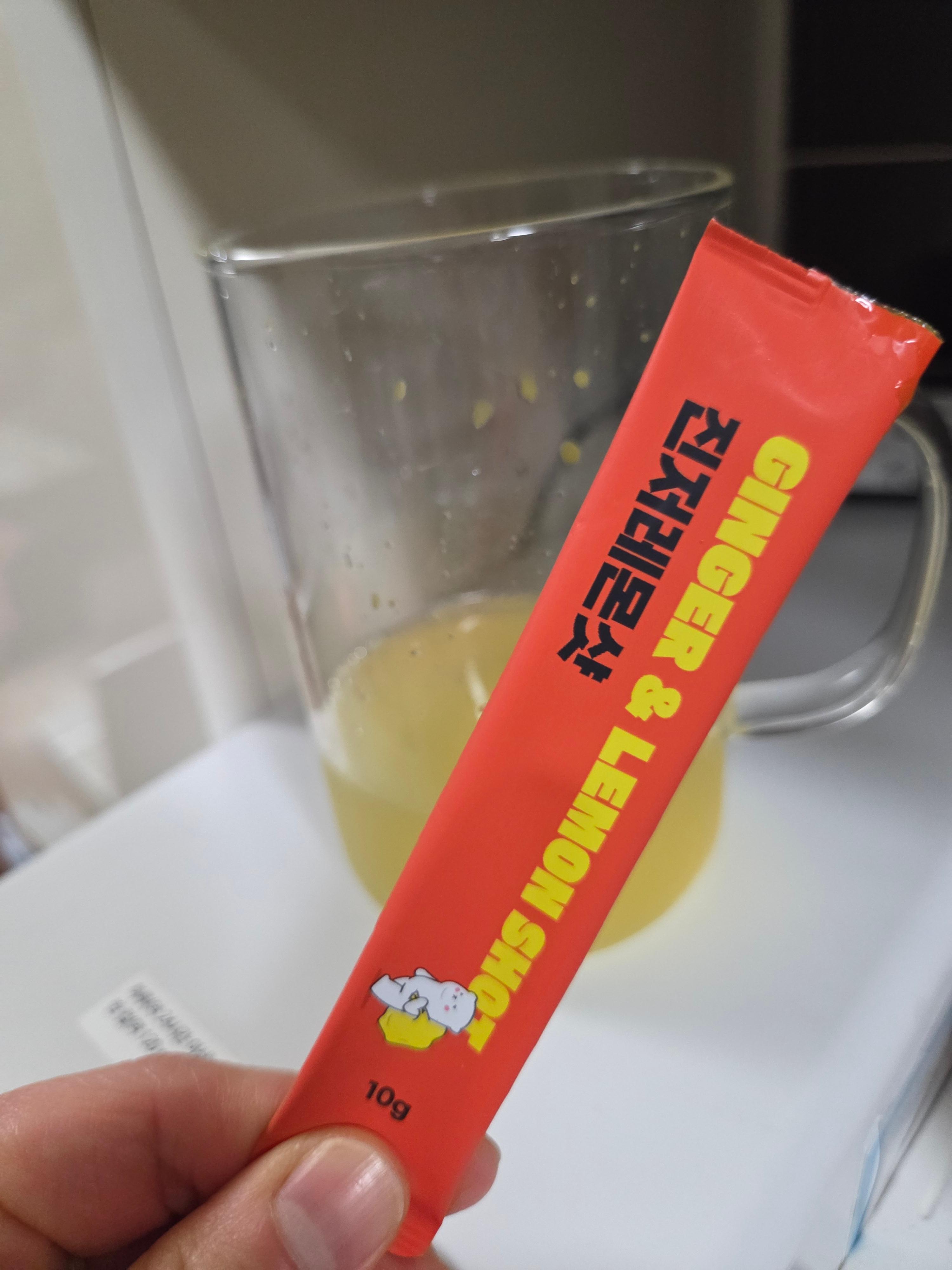 따뜻한 물100~150ml 타먹어요