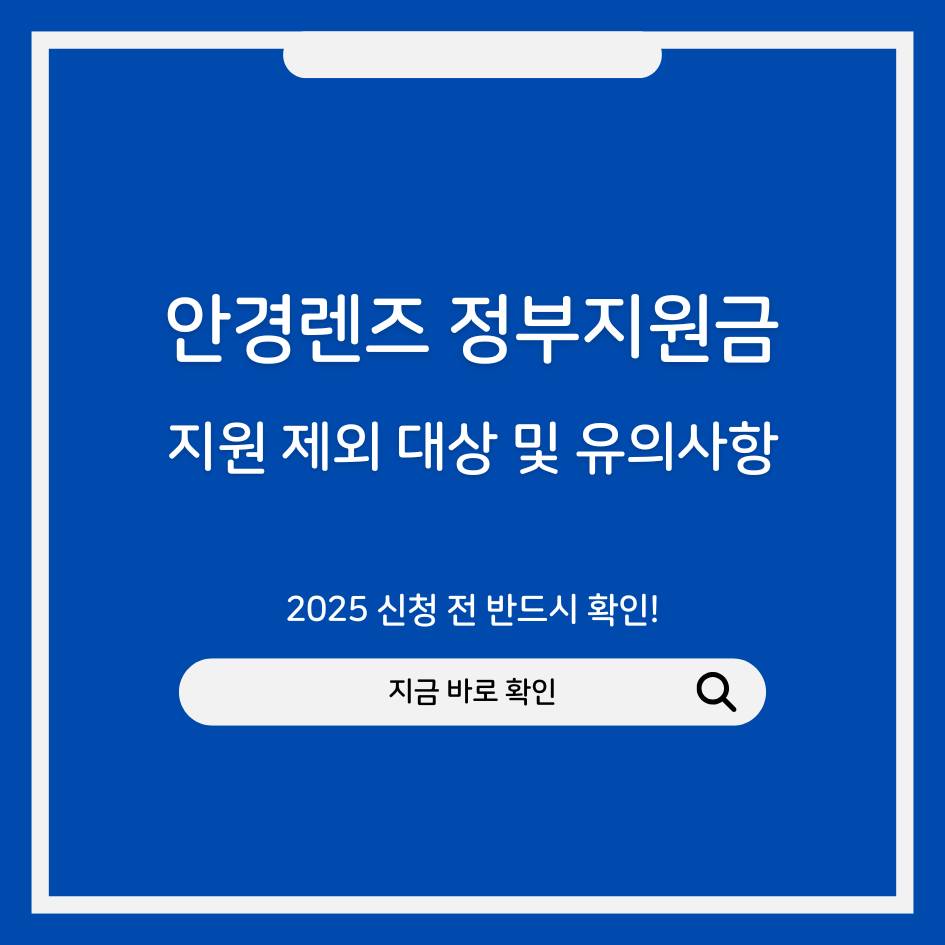 2025 안경렌즈 정부지원금 지원 제외 대상 및 유의사항 인포그래픽