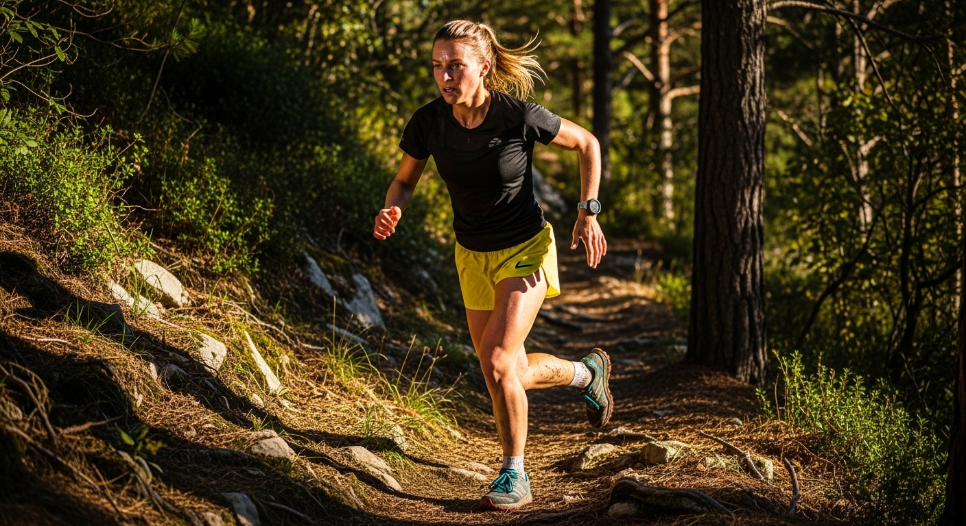 가파른 산길을 오르는 크로스컨트리 훈련 예시 이미지