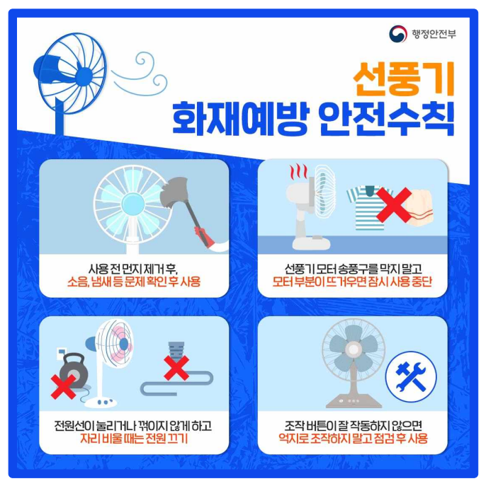 선풍기 화재예방 안전수칙