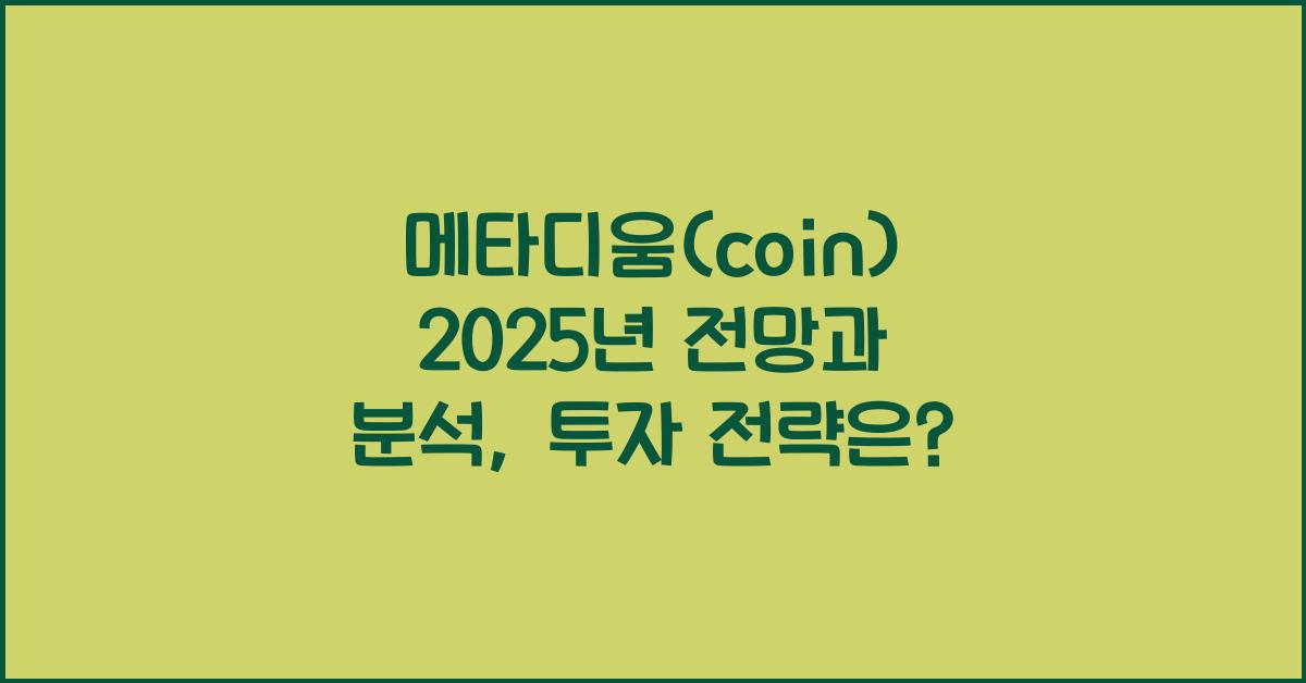 메타디움(coin) 2025년 전망과 분석