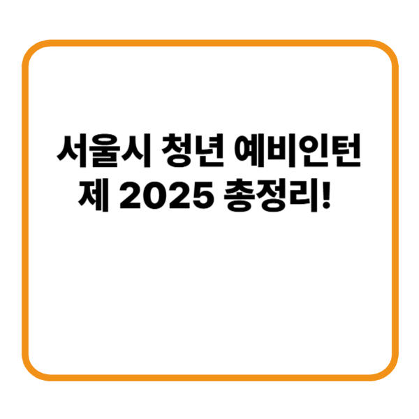 서울시 청년 예비인턴제 2025 총정리! 참여 방법부터 기업 리스트까지