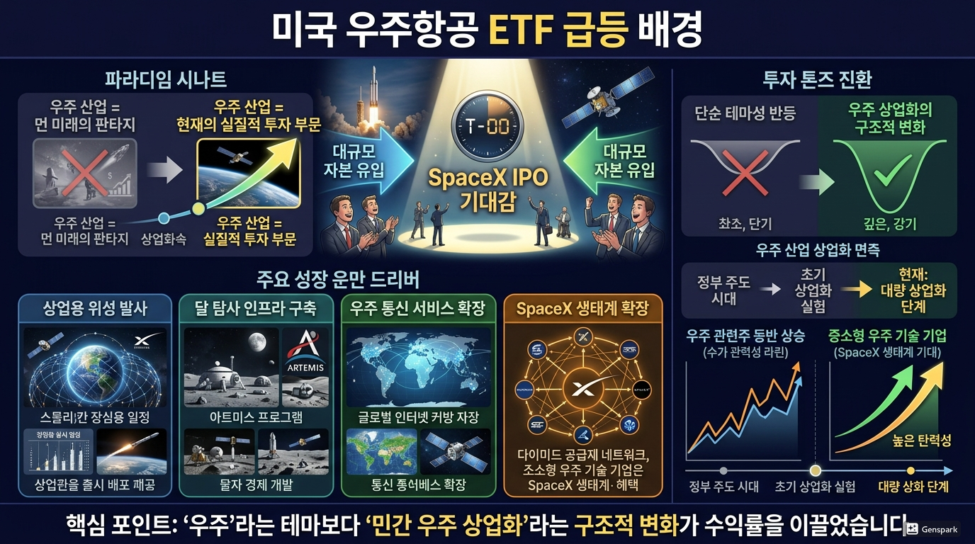 미국 우주항공 ETF 급등 배경