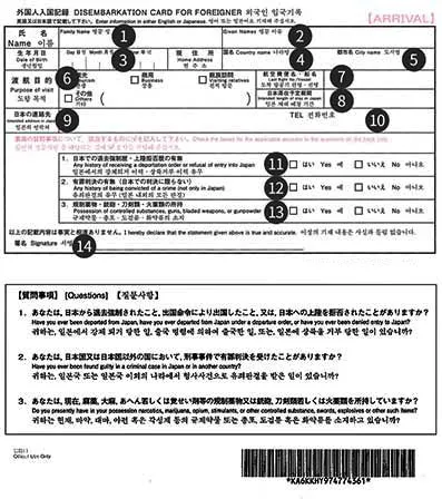 일본 출입국 증명서 작성 방법