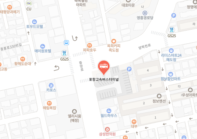 포항고속버스터미널 위치-지도