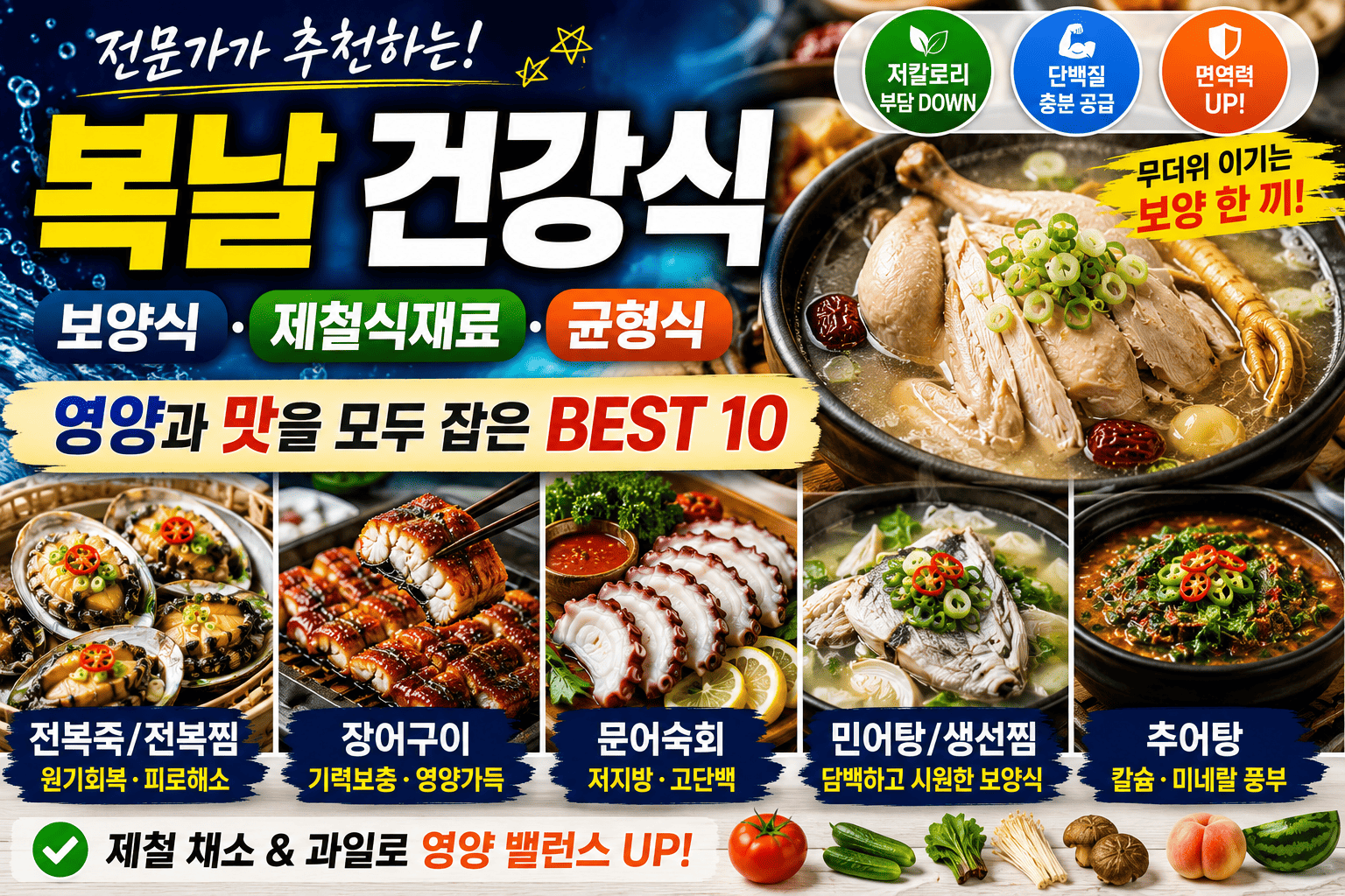 전문가가 추천하는 복날 건강식 (보양식, 제철식재료, 균형식)