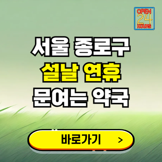 서울 종로구 설날 연휴 문여는 약국 ❘ 24시 비상 당직 일요일 밤에 문여는 곳