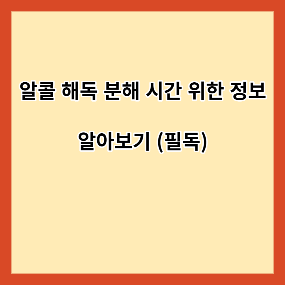 알콜 해독 분해 시간 위한 정보 알아보기 (필독)