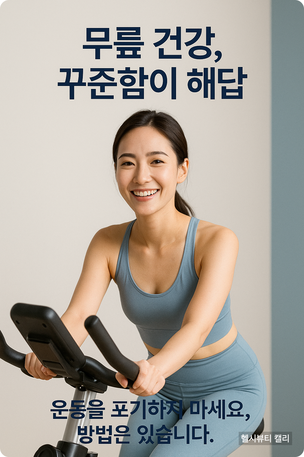 실내 자전거 타는 여성 인포그래픽 이미지 (피트니스웨어 착용)