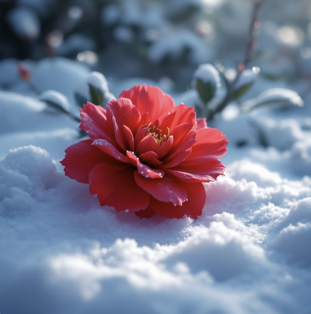 겨울 속에서 피어나는 붉은 약속