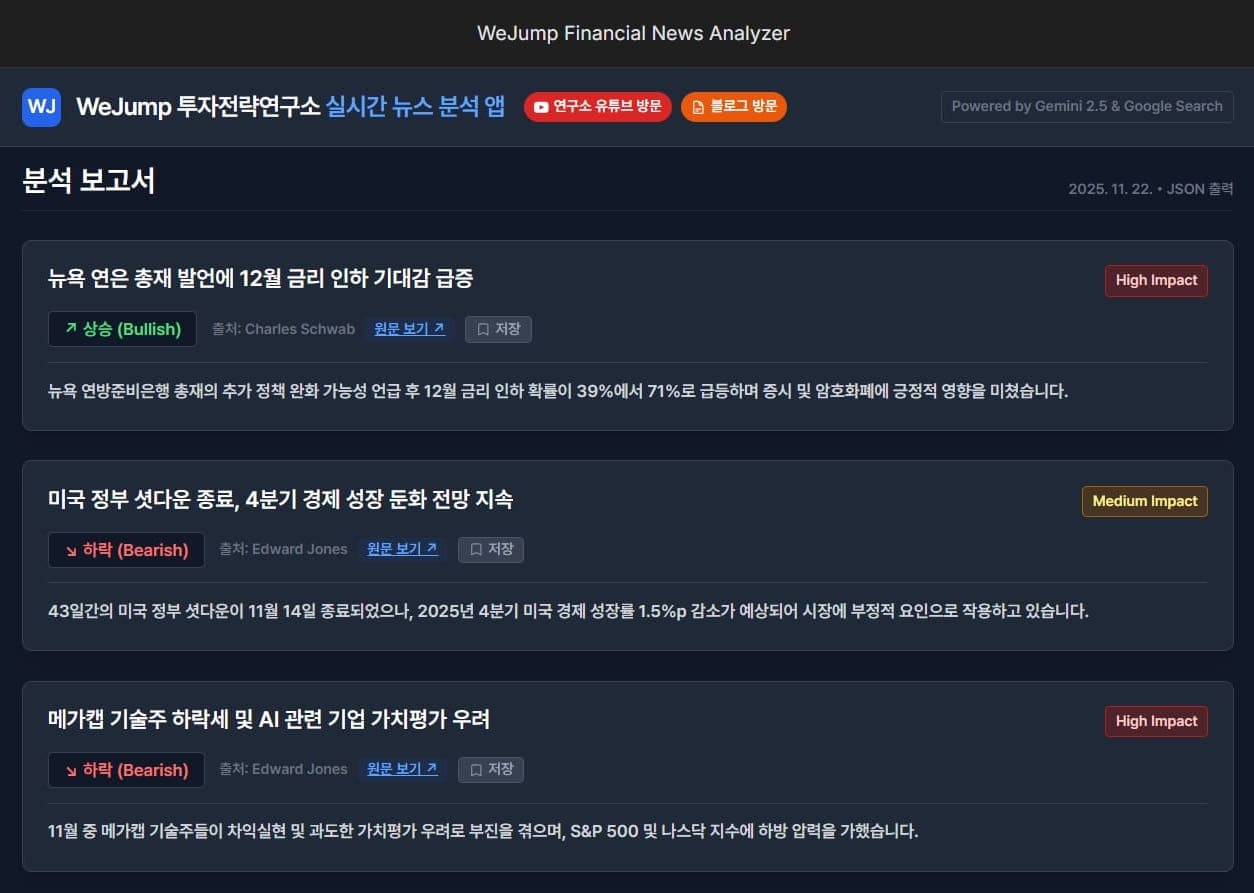 WeJump 투자전략연구소 실시간 뉴스 분석