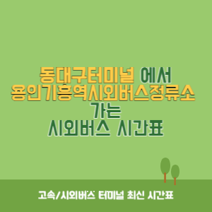 동대구터미널에서 용인기흥역시외버스정류소 가는 시외버스 시간표 최신정보