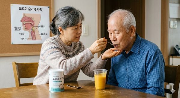 연하장애 안전식사 가이드 - 자세, 점도있는 음식, 느린속도
