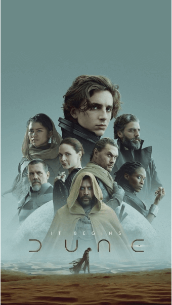 영화 '듄: 파트 2' 포스터 – 사막을 배경으로 주인공이 서 있는 모습