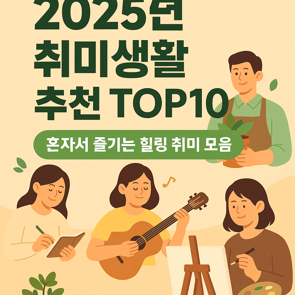 2025년 취미생활 추천 TOP 10 │ 혼자서도 즐길 수 있는 힐링 취미 모음