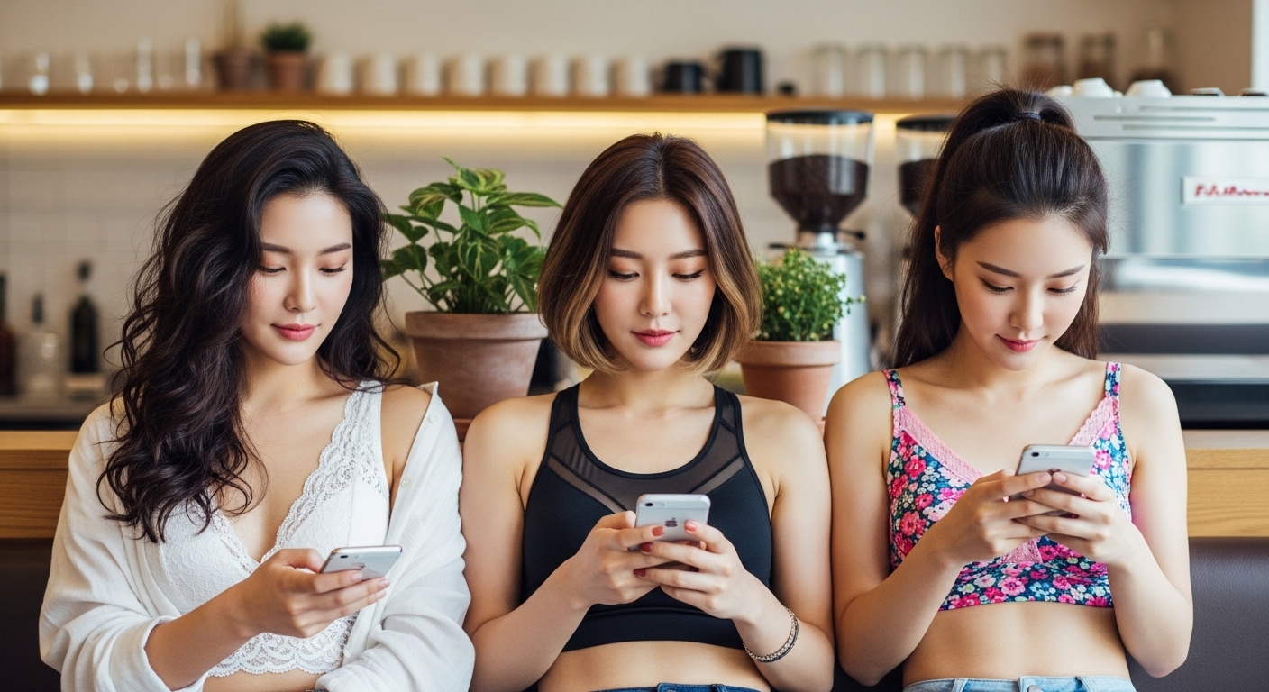 모바일 쇼핑중인 여자들