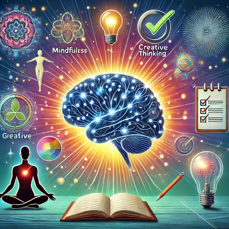 성공을 위해 두뇌를 재배선하기 위한 일상적인 습관을 나타내는 그림